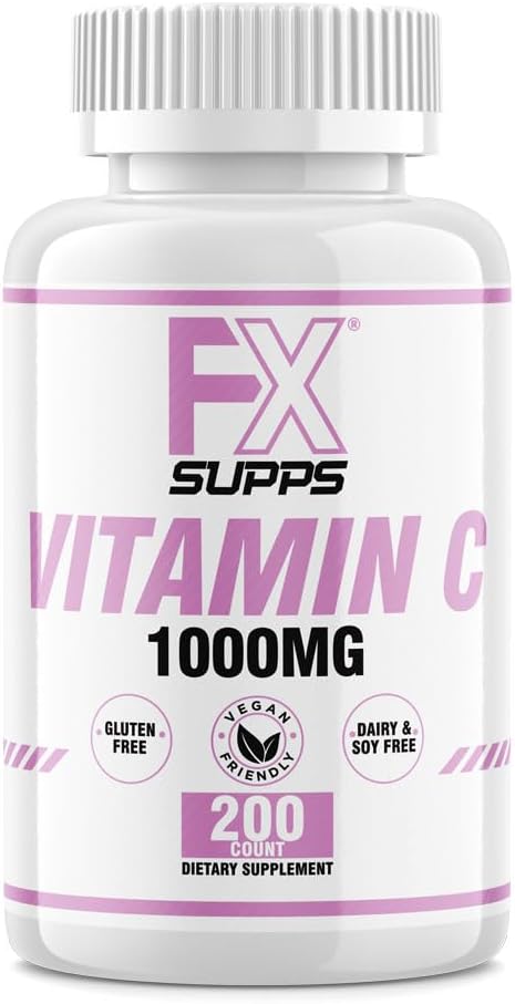 FXSUPPS Vitamin C 1000 mg 200ct (1 200 Tablet paketi) | Vegan-Friendly C Supplement for Adult Men and Women | Supports Immune System, improves Mood ve Skin Health