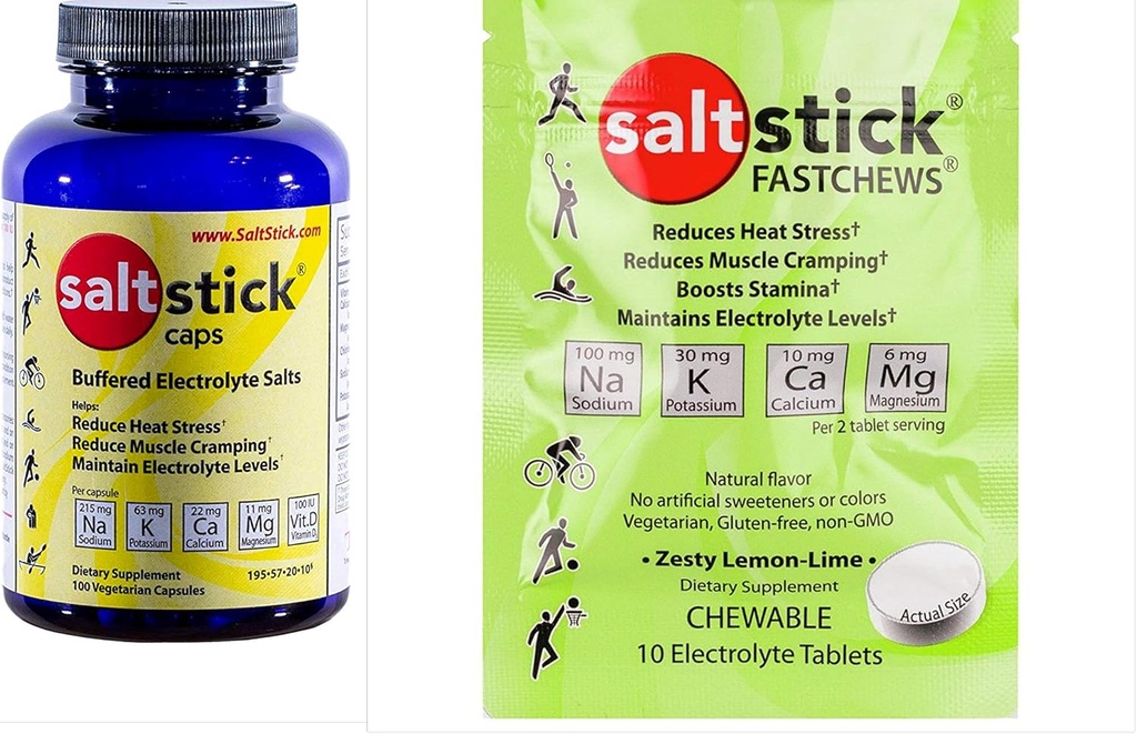 Saltstick Electrolyte Capsules (100 Capsules) Incl. Comp. FastChews Trial Pack