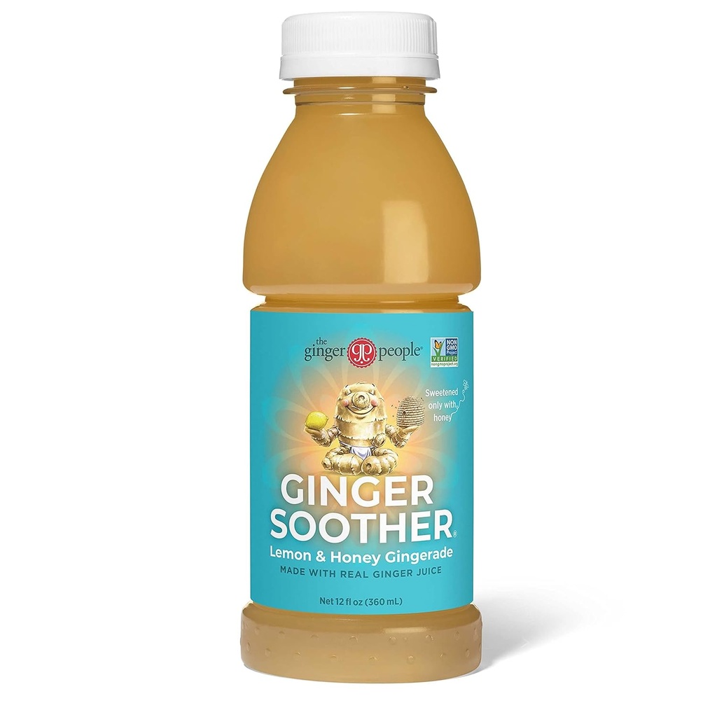 Ginger Soother Lemon & Honey Gingerade – Digestive Support, Sweetized only with Honey, Real Materialss, Enjoy Hot or Cold - 12 Fl Oz Şişe (24 paketi)