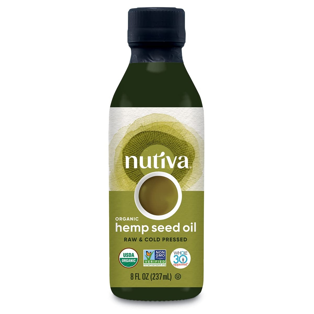 Nutiva Organic, Cold-Pressed, Unrefined Hemp Seed Oil from non-GMO, Sustainally Farmed Canadian Hemp, 8ounces