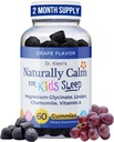 Dr. Klein's Natural Calm Gummies for Kids - Magnezyum with Glycinate, Linden & Vitamin A for Soothing Kids Ages 5+ - Vitamins to Aid Sleep - Chamomile Gummies - Calm Chews - Grape Sugar-Free 60ct