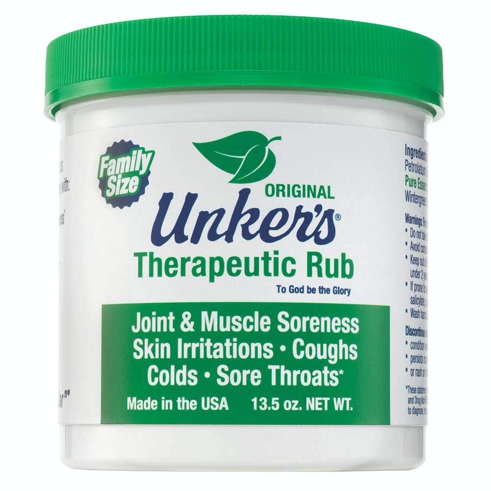 Unkers Treatment Rub for Joint Pain, Sore Muscles, Burn Cream, or Calm Your Cough 13.5 ounces