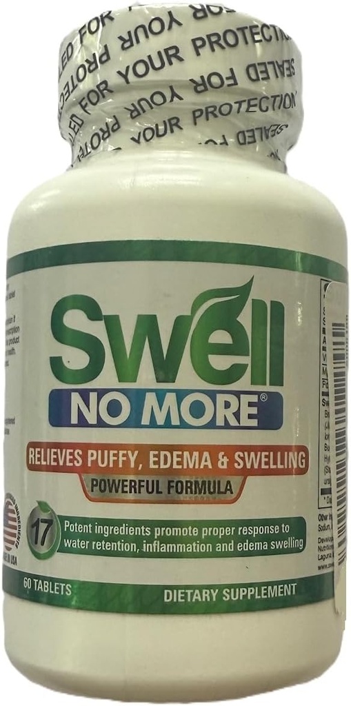 Swell No More for Water Retention, Diyetary Supplement, 60 Tablet, Relieves Puffiness, Edema ve Swelling