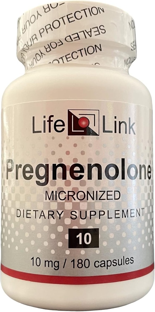 LifeLink Pregnenolone | 10mg x 180 Capsules | Immune System Support, Anti-Aging, Memory, Cognition | Gluten Free & Non-GMO | Made in The USA
