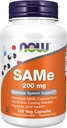 NOW Συμπληρώματα τροφίμων, SAME (S-Adenosyl-L-Μεθειονίνη)200 mg, Υποστήριξη νευρικού συστήματος *, 120 κάψουλες Veg