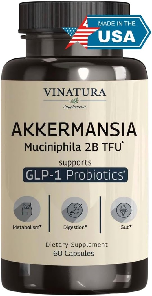VINATURA Akkermansia Probiotic - Akkermansia Munciniphila συμπλήρωμα, GLP-1 συμπλήρωμα - 60 κάψουλες