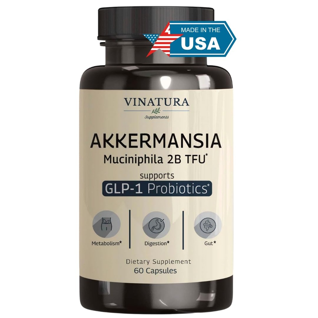 VINATURA Akkermansia Probiotic - Akkermansia Munciniphila συμπλήρωμα, GLP-1 συμπλήρωμα - 60 κάψουλες