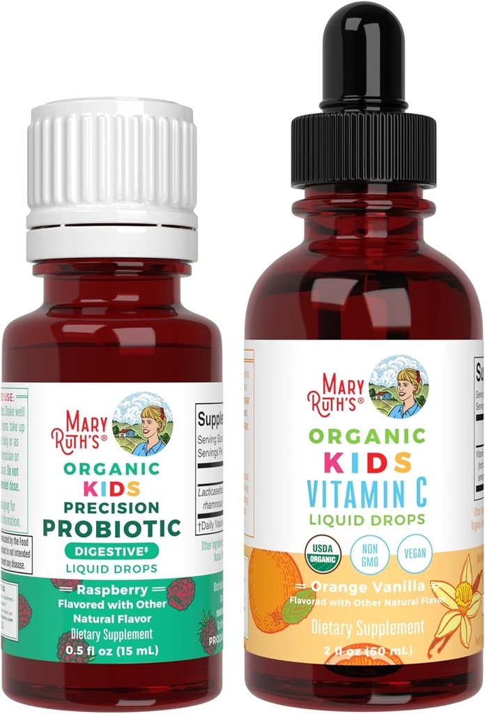 MaryRuth Organics Precision Probiyotik & Vitamin C Drops for Kids | USDA Organic, Clean Label Project  Valid® | Gut Health, Immune Support, & General Wellness | Vegan, Non-GMO, Gluten Free