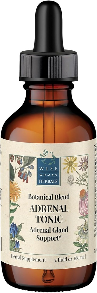 Wise Woman Herbals Adrenal Tonic Liquid Extract, Herbal Adaptogen Blend with Eleuthero, Ashwagandha & Licorice, Υποστηρίζει Υγιεινή λειτουργία, ενέργεια, Stamina, άγχος & εστίαση, μη GMO, 2 Fl Oz