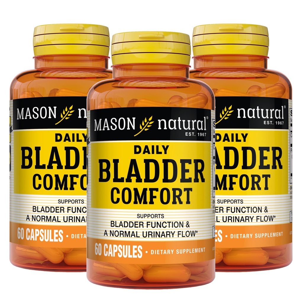 Mason Natural Daily Bladder Comfort, 30,Day Supply, with Calcium, Pumpkin Seed, and Soy Germ to Support Normal Bladder Function, 60 Κάψουλες (Pack of 3)