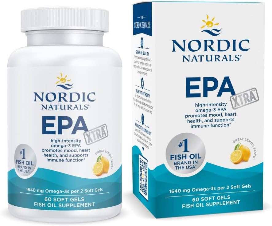 Kuzey Naturals EPA Xtra, Limon - 60 Soft Gels - 1640 mg Omega-3 - Pozitif Mood, Kalp Sağlığı ve Sağlıklı Immunity - Non-GMO - 30 Hizmet