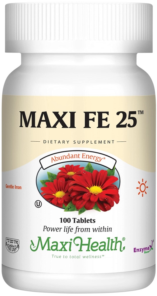 Maxi Health Iron Supplement for Women & Men - The Stomach - Non Constipating* Pills - Kosher - Non GMO - Vegetarian (100 Tablet)