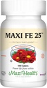 Maxi Health Iron Supplement for Women & Men - Gentle Iron 25 mg για το Στομάχι - Μη Συντηρητικά * Χάπια - Kosher - Μη ΓΤΟ - Χορτοφαγικά (100 δισκία)