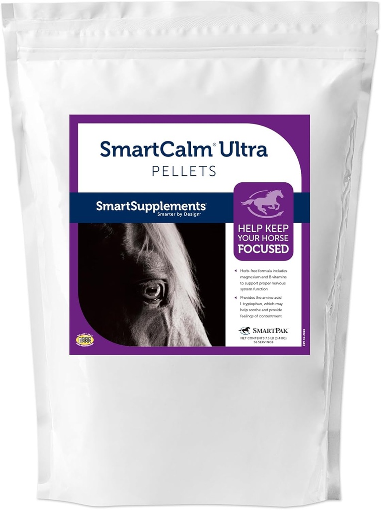 SmartCalm Ultra Pellets | Calming Horse Supplements | Nodrew Herbs or Sugar | Equine Supplement | Helps Minireadive Skittishness | 56 Hizmetler | 7.5 lb Bag