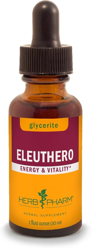 Herb Pharm Eleuthero Root Liquid Glycerite for Energy and Stamina, Alkol Özgür Glycerite, 1 Fl Oz Oz Oz