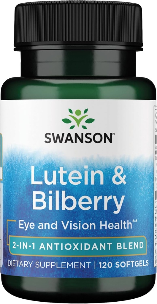 Swanson Standartlaştırılmış Lutein & Bilberry - Doğal Supplement Göz Sight & Eye Health - Formula Eye Fatigue & Strain - (120 Softgels) azaltmaya yardımcı olmak - (120 Softgels)