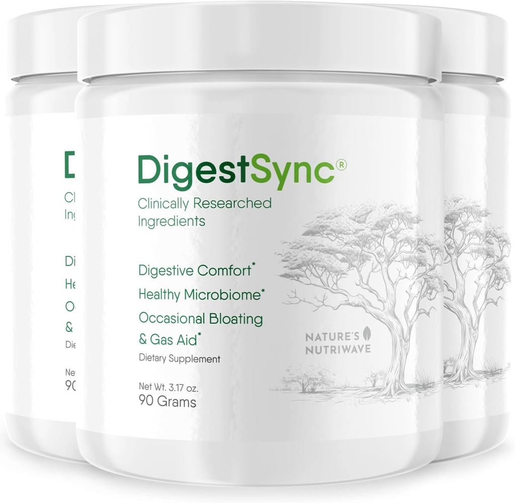Gut Health için DigestSync Digestion Supplement - Digestive Support için Doğal Toz, Kadınlar ve Erkekler için Bloating Relief, 100% Doğal Yeşil Toz - 3 Ay Supply