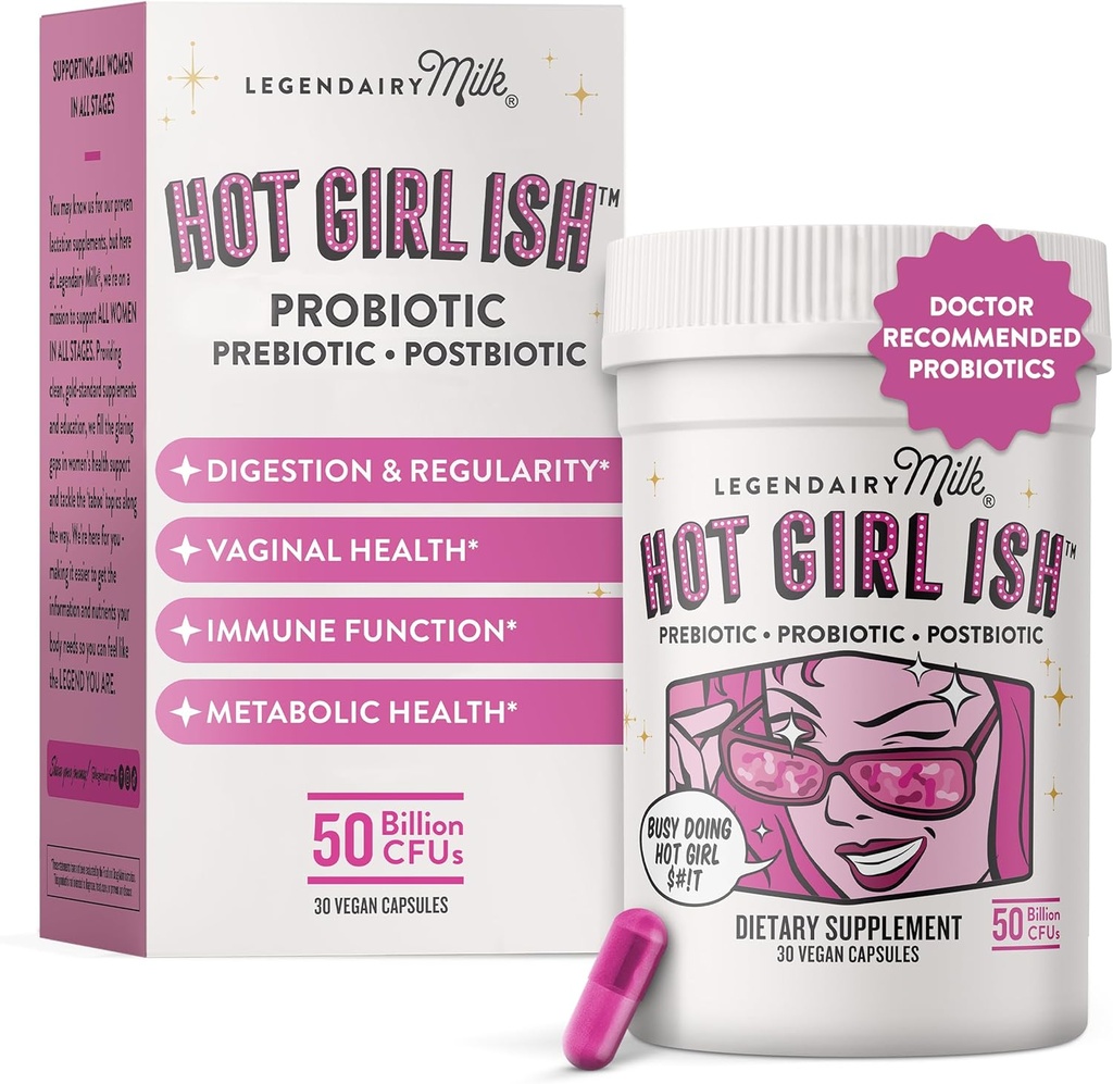 Legendairy Milk Hot Girl IshTM - 50 Milyar CFU ile Kadınlar için Günlük Probiyotikler - 20 Probiyotik Strains, Prebiyotiks & Postbiyotik for Digestive, Gut & Immune Health