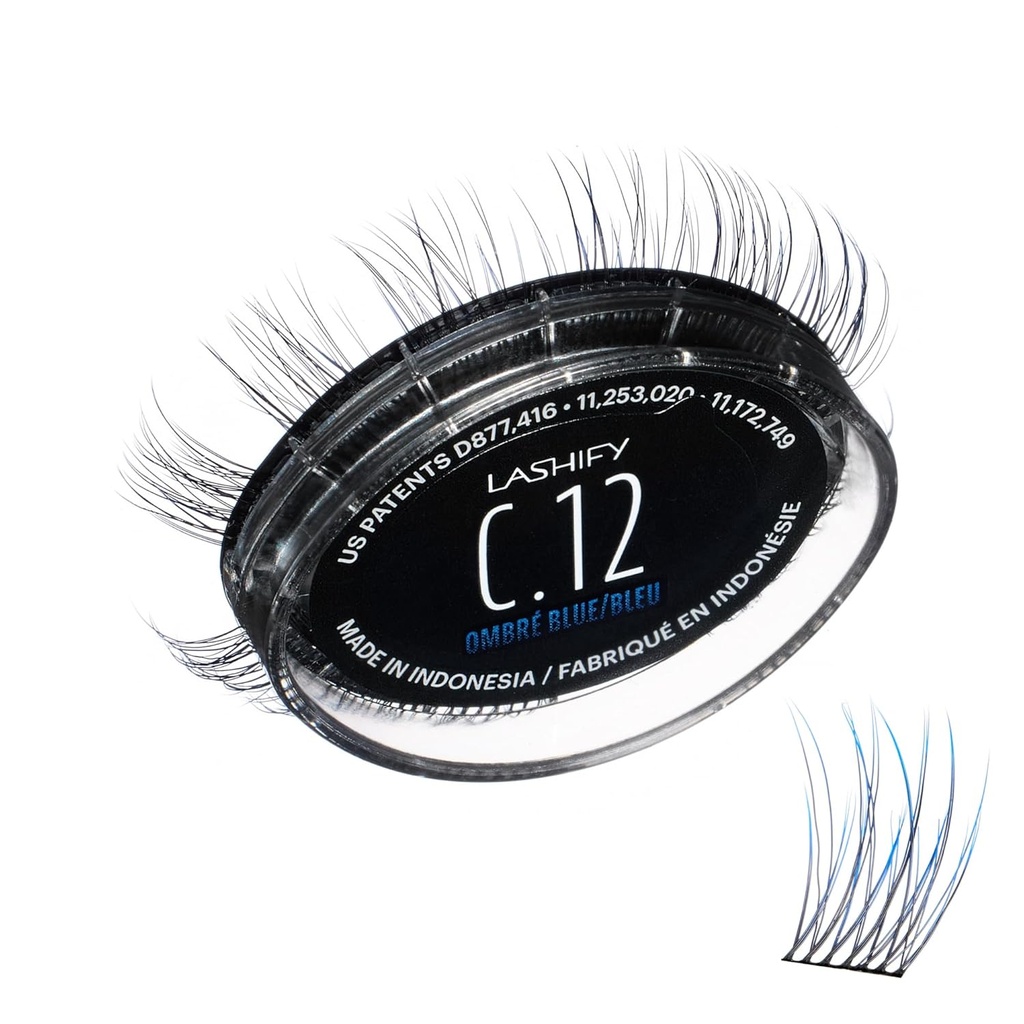 Lashify Curl 12mm Gossamer Eyelash, Ombre Blue'da Bir Doğal Bakış için Easy Sahte Lashes