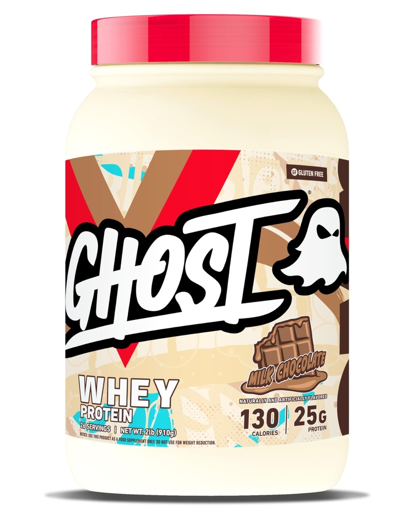 GHOST Whey Protein Tozu, Süt Çikolatası - 2LB, 25G Protein - Whey proteini - İşi Fitness ve Beslenme Shakes, Smoothies, Baking & Cooking - Soy & Gluten-Free