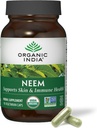 ORGANIC INDIA Neem Leaf Capsules - Herbal Supplement, Supports Skin & Immune Health, Vegan, Gluten Free, USDA Sertifikalı Organik - 90