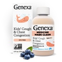 Genexa Kids' Clean Cough & Chest Congestion Medicine, Dye Free, 0% Yapay Katkılar, Çocuklar için Multi-Symptom Cough Syrup 4-11, Cough Suppressant & Waitorant, Organik Blueberry Flavor, 4 fl ozz