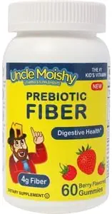 Moishy Vitaminleri Prebiyotik Fiber 60 Gummies | Keto Sugar Free Gummy Chews for Toddlers |4g Fiber for Children Constipation Support | Natural Kosher Halal Berry Chewable