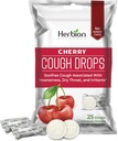 HERBION Naturals Cough Drops with Natural Cherry Flavor, Dietary Supplement, Soothes Cough, Yetişkinler ve Çocuklar için 6 Yıl boyunca, 25 Drops, No Yapay Flavor, Pack of 1