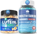 Sugar Free Lutein 20 mg Zeaxanthin Eye Vitamins EPA 190 mg & DHA 80mg + Glucosamine Chondroitin MSM for Immune Support, Men & Women - (Pack of 2)
