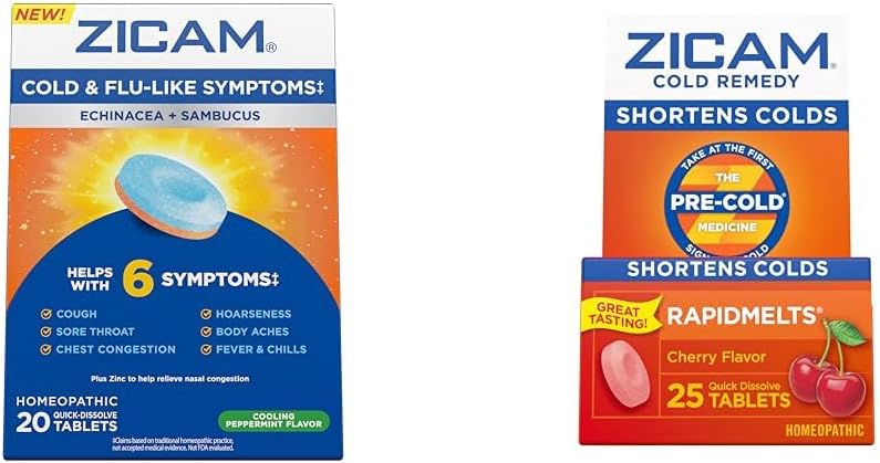 Zicam Cold & Flu 20 Tablet Soğuk Remedy çinko Hızlımelts 25 Kont Homeopatik Soğuk Kısa Germe Paketleri