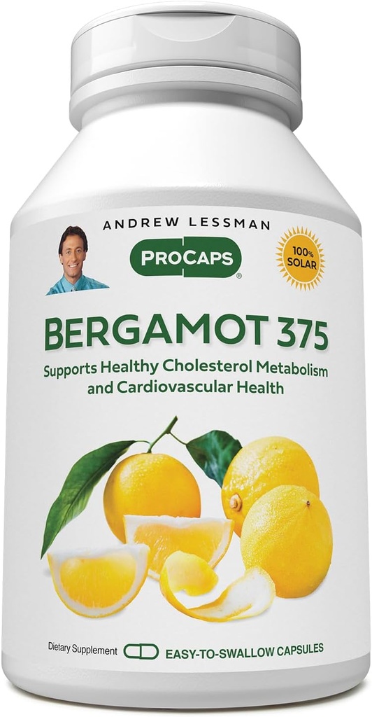 ANDREW LESSMAN Bergamot 375mg - 120 Capsules - High Potency, Standardized Extract. No Additives. Small Easy to Swallow Capsules