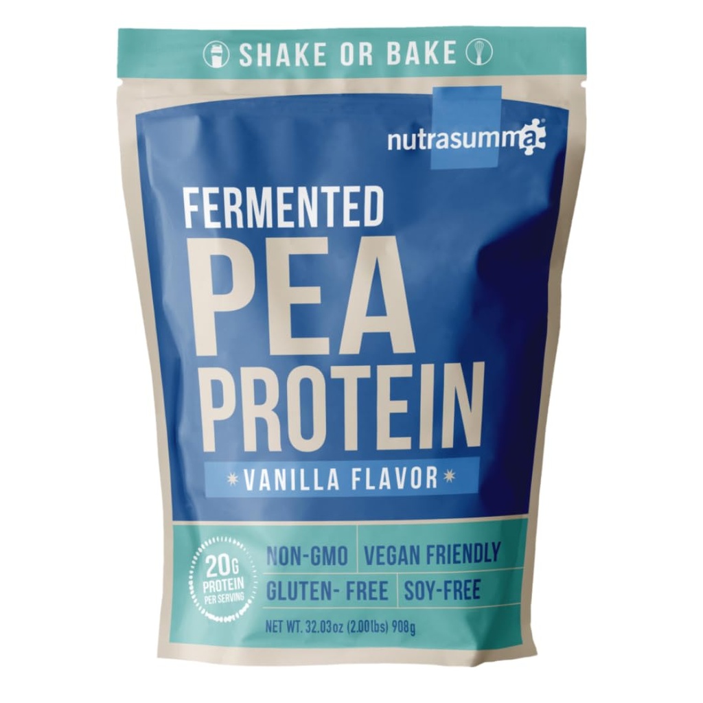 Nutrasumma Pea Protein Toz, Vanilla Vegan Flavor,% 100 Plant Temel, Yapay Tatlıcılar, Non-GMO, Gluten Free & Soy Free, 2 LB