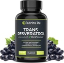 Trans Resveratrol συμπλήρωμα 500mg ισχυρή φόρμουλα κατά της γήρανσης, ισχυρό αντιοξειδωτικό για την καρδιά & κυτταρίτιδα υγεία, Brain Booster συμπληρώματα με Bioperine, 60 Vegan Caps