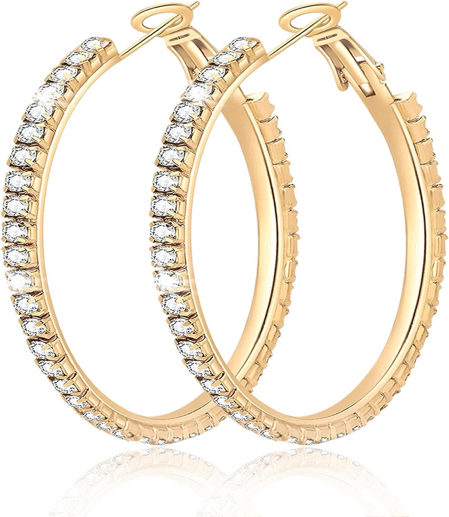 Büyük Büyük 925 Sterling Silver Hoop Earrings For Women Pave Crystal 14k Plad Gold Hoops Kadınlar için Saç Saç Saç Saç Saç Saç Saç Saç Saç Saç Saçıyor