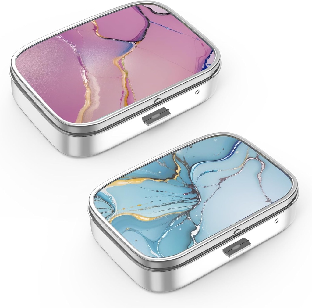 Pill Box 2 Karşılaştırma Küçük Pill Vakası, Pocket veya Purse Pill Organize Pill Konteynerleri Vitaminler, İlaçlar, Balık Yağı ve Supplements(2ücretli)