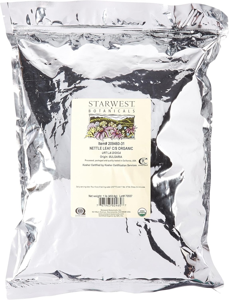Starwest Botanicals Organik Nettle Leaf Tea Loose Cut ve Sifted, 1 Pound Bulk - 1 sayı