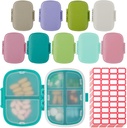 9 Pack Travel Pill Organizer 8 Karşılaştırmalı Portreatif Pill Case Small Pill Box for Pocket Purse Daily Pill Konteyner Tıp Vitamini Fish Oil Supplement Storage