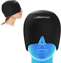 Migraine Relief Cap Ice Head ve Hat | Hot/Cold Gel Pack with Face and Eye Mask Compress for Headache Relief - Black
