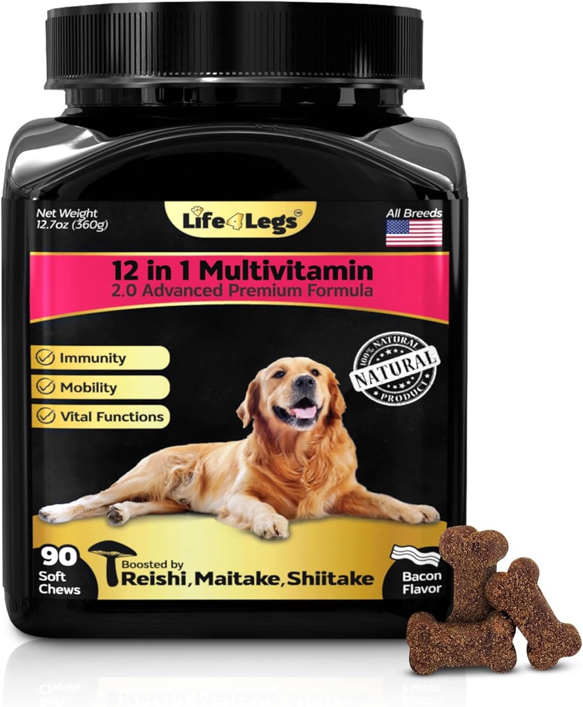 Yumuşak Chews Dog Vitamins & Supplements - Dog Multivitamin - Hemp Oil Glucosamine Chondroitin Hip ve Ortak Destek Sağlık, Skin & Coat, Digestion & Immune ATM, Heart, Probiyotiks