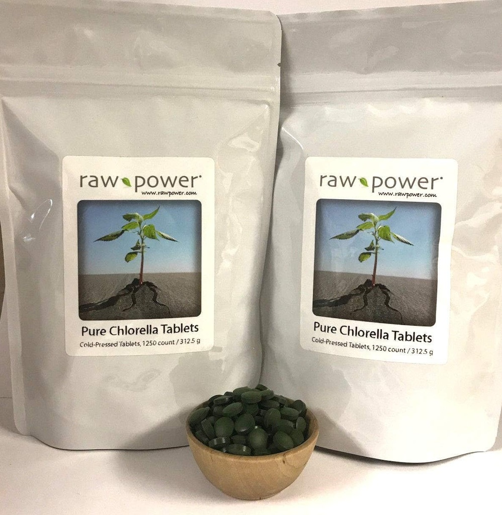 Raw Power Chlorella Tabletleri (2500 Kont, 625g), Cold-Pressed, 100% ham ve Pure, Organiks