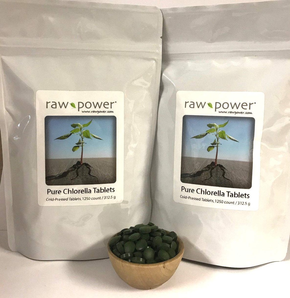 Raw Power Chlorella Tablets (2500 Count, 625g), Cold-Pressed, 100% raw and Pure, from Organics