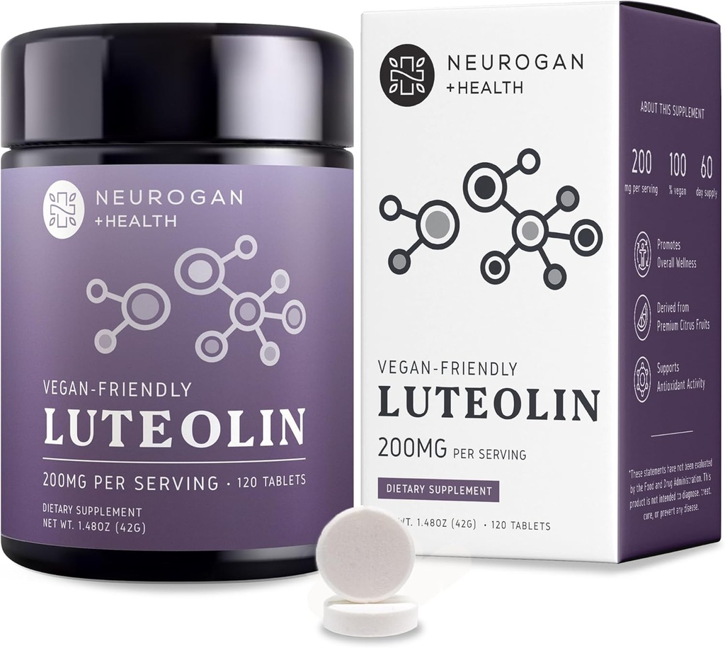 Nörogan Luteolin Tamam Tabletleri - 200 MG, 120 Ct - Hücreler ve Beyin Sağlığı için Doğal Biyoflavonoyaklar, Immune Support - Plant-Based Flavonoids, Polyols Supplement for Men & Women