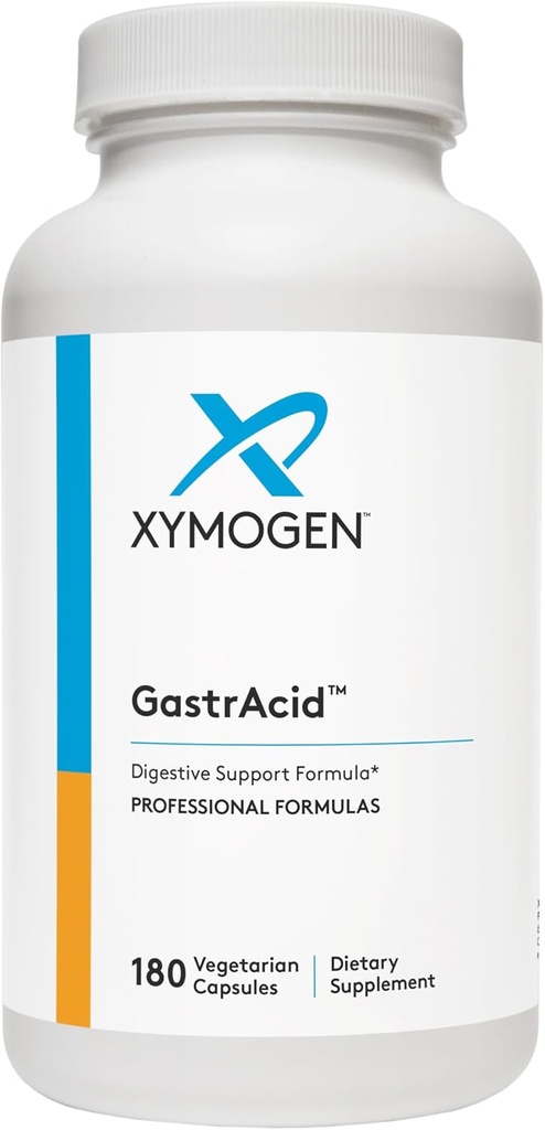 XYMOGEN GastrAcid - Betaine HCl με Pepsin, L-Γλουταμινικό οξύ + Gentian Root Digestive Bitters για την υποστήριξη της πέψης, Nutrient Απορρόφηση + Υγιεινό Γαστρικό pH - Συμπλήρωμα για την υγεία των ούρων (180 κάψουλες)