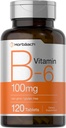 Horbaach Vitamin B6 100 mg | 120 Vejetaryen Tabletler Pyridoksie HCl | Non-GMO & Gluten Ücretsiz Supplement Supplement