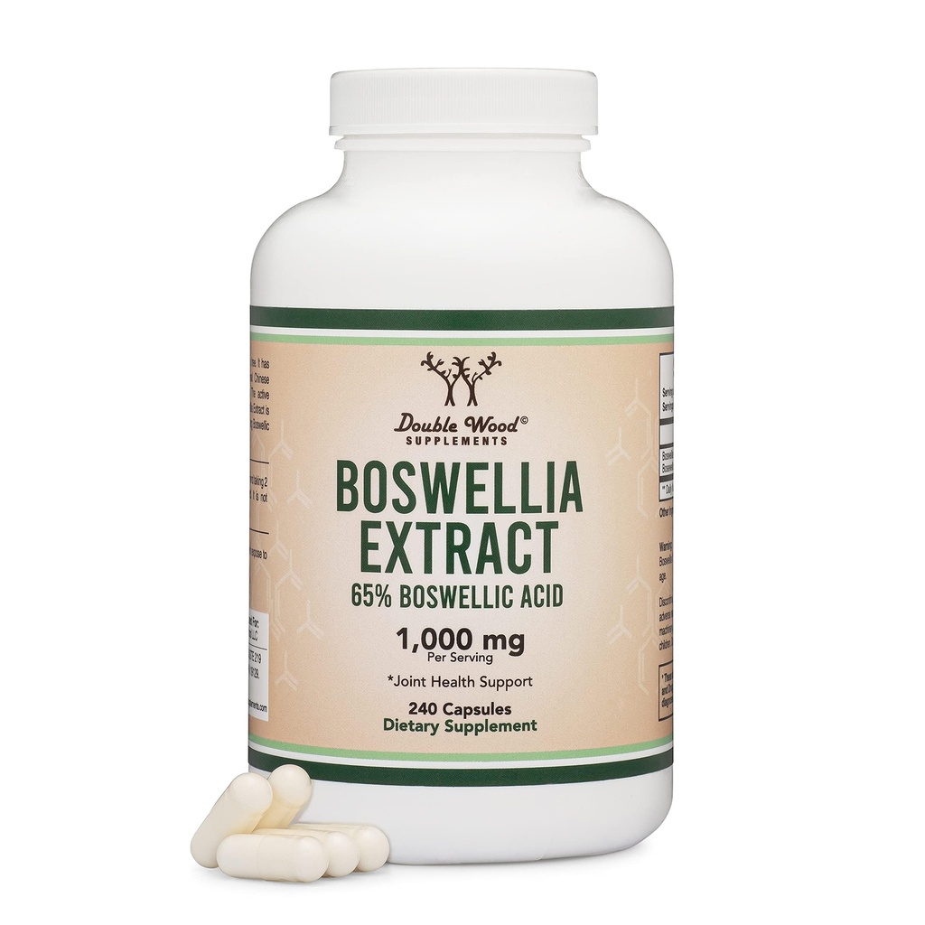 Boswellia Serrata - 240 Capsules (Max Strength 1000 mg of 65 Boswellic Acid Extract) Boswellia Capsules (Joint Support Supplement for Common Health) Üçüncü Parti Çift Wood tarafından Test Edildi