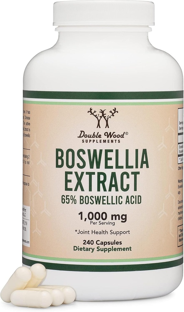 Boswellia Serrata - 240 Capsules (Max Strength 1000 mg of 65 Boswellic Acid Extract) Boswellia Capsules (Joint Support Supplement for Common Health) Üçüncü Parti Çift Wood tarafından Test Edildi