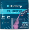 DripDrop Hydration Packets - Bold Diversity Pack - Single Serve Electrolytes Toz İçecek Mix - Watermelon, Berry, Lemon, Orange - Non-GMO, Gluten Free, Vegan - 32 Sticks