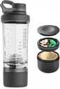 21oz Protein Shaker Şişe, Toz Depolama Konteyner-Shaker Kupası Protein Shakes-pre egzersiz şişe-Mixer Cup-Gym Sport Water Şişe - Made with Tritan BPA Free, with Wire Whisk Balls (Black)