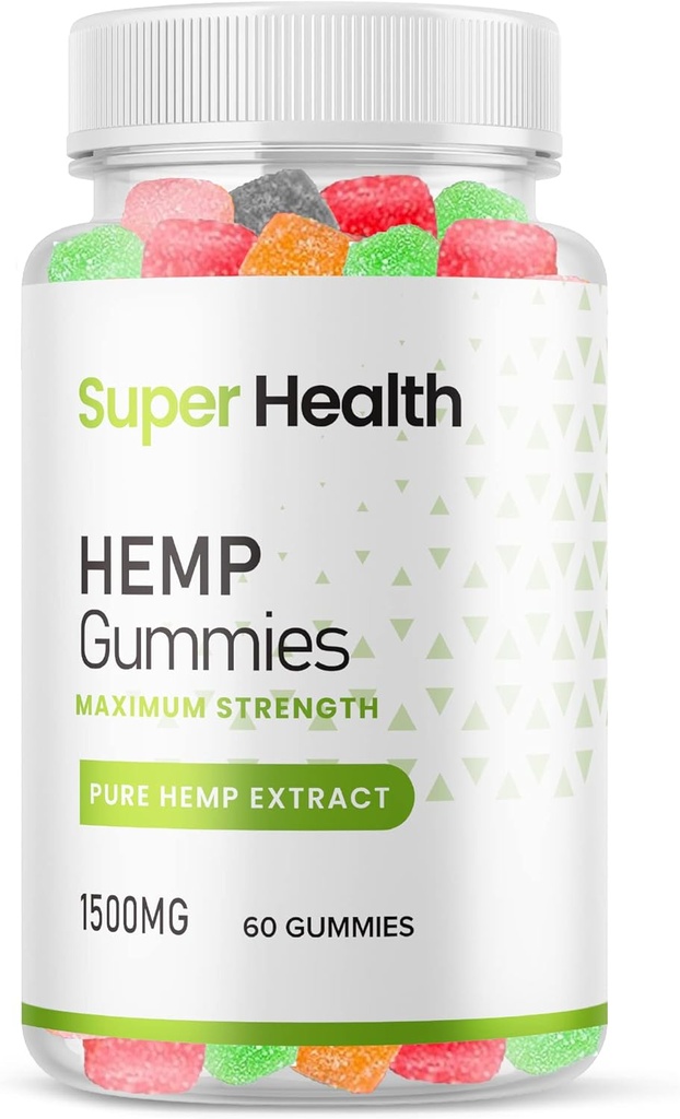 Super Health Hemp Gummies-Official Formula-Super Health Gummies Ekstra Kuvvetler Şişe başına 25 mg, Assorted Flavors Gummies maximum Strength New Formula 2023 (60 Gummies)