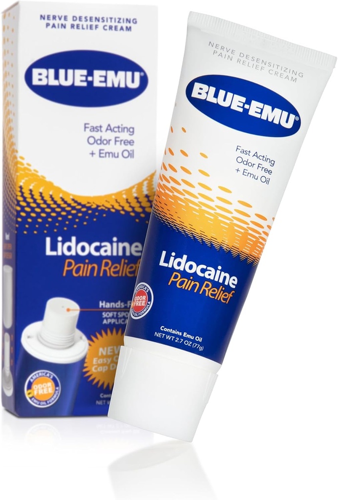 BLUE-EMU Lidocaine κρέμα ανακούφισης του πόνου για γρήγορη, Numbing ανακούφιση, 2.7 Oz, 1 συσκευασία